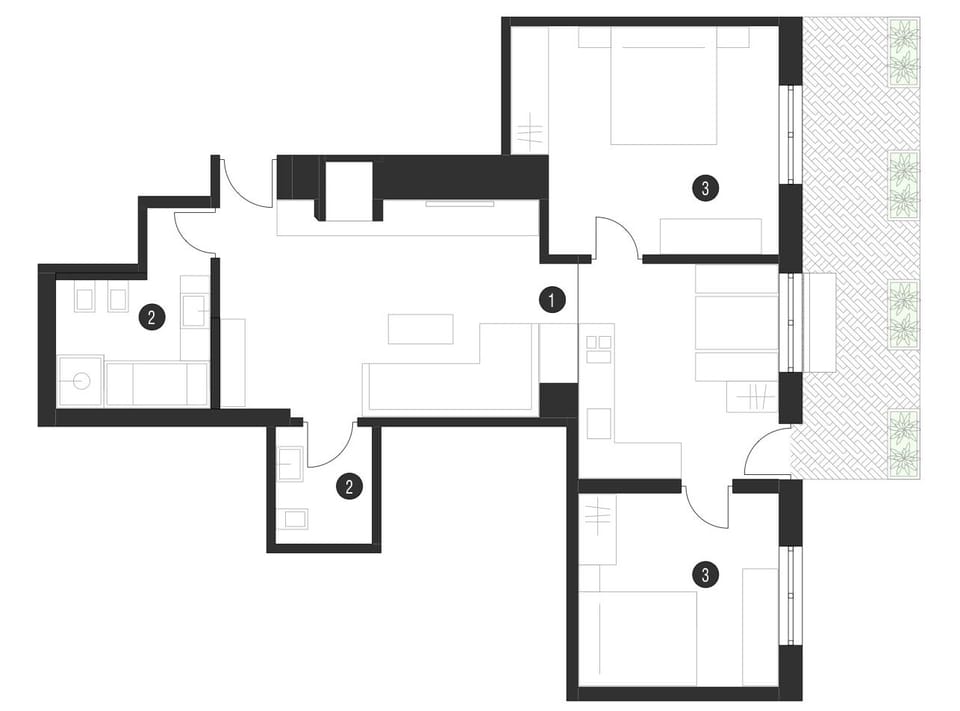 Superior Apartment, 2 Bedrooms, Terrace, Garden Area (72 Square Meters) | Floor plan