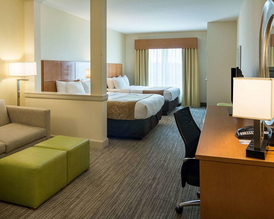 Suite, 2 Queen Beds, Non Smoking | Hypo-allergenic bedding available, pillowtop beds, in-room safe, desk