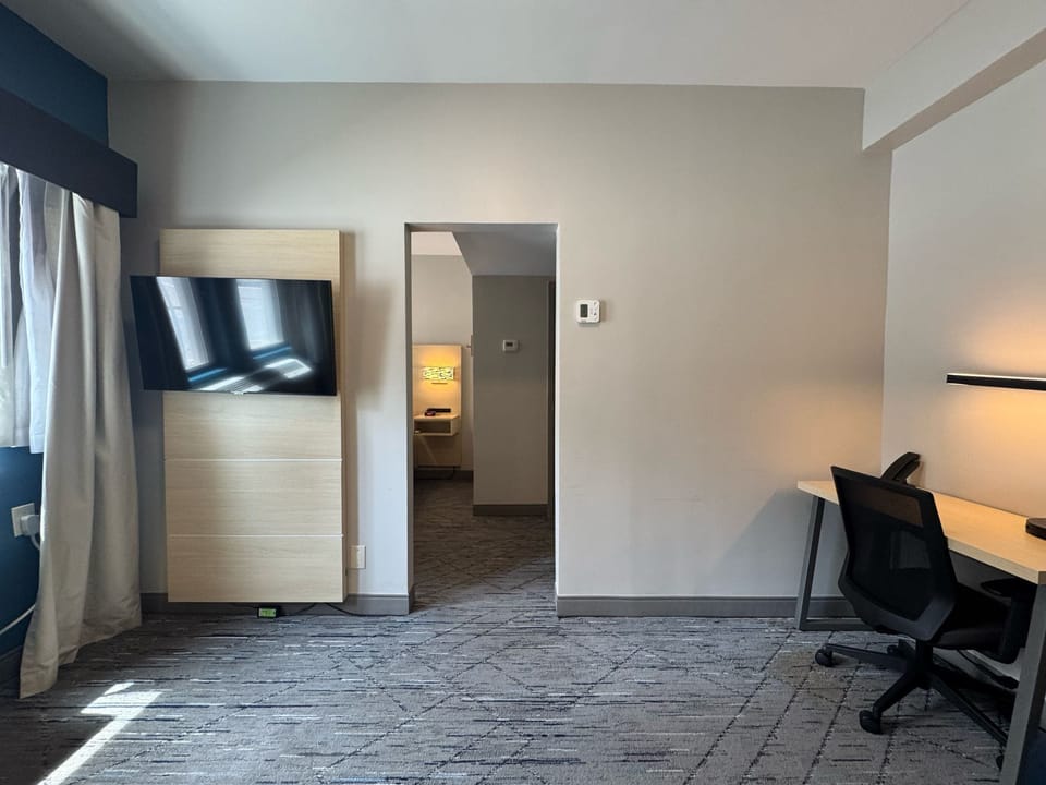 Suite, 1 King Bed | Living area | 40-inch LCD TV with satellite channels, TV