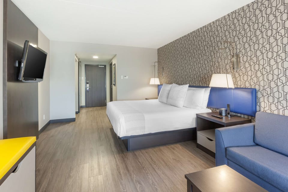 Standard Room, 1 King Bed, Non Smoking, Refrigerator & Microwave (Walk-in Shower;with Sofabed) | In-room safe, desk, laptop workspace, iron/ironing board