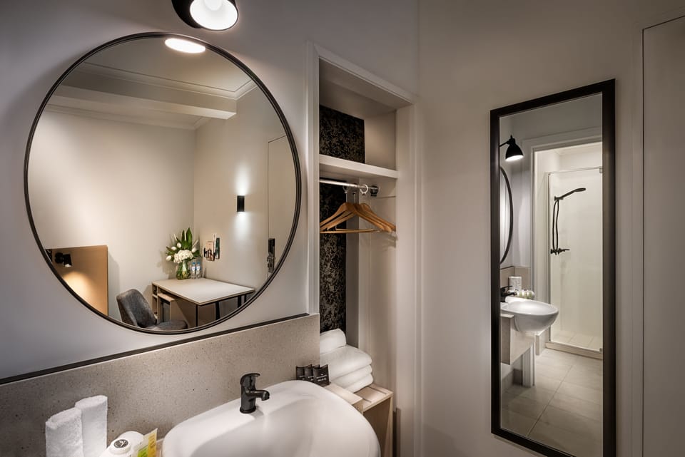 Eco-friendly toiletries, hair dryer, towels, soap