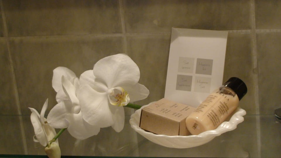 Free toiletries, slippers, towels