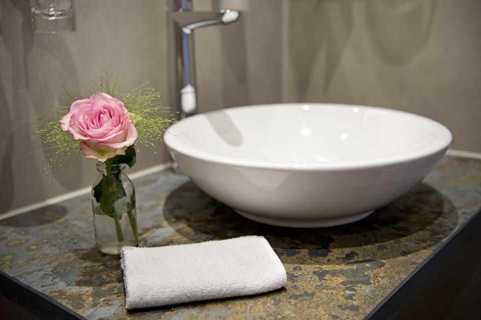 Free toiletries, hair dryer, towels