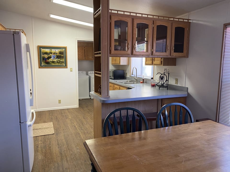 The fully stocked kitchen provides all you need during your stay with us!
