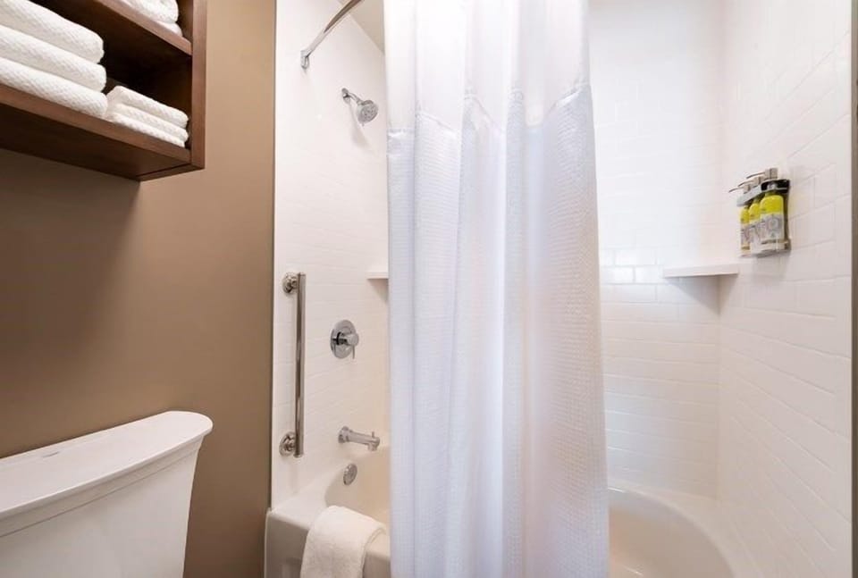 Get ready for your day in the lovely bathroom.