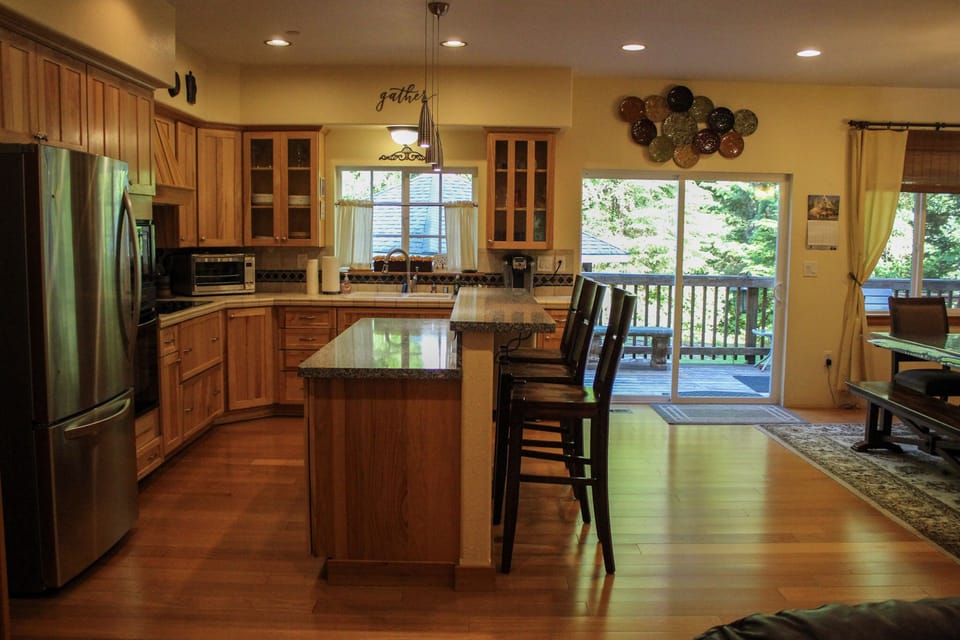 Lots of seating for your guests in the big kitchen area.