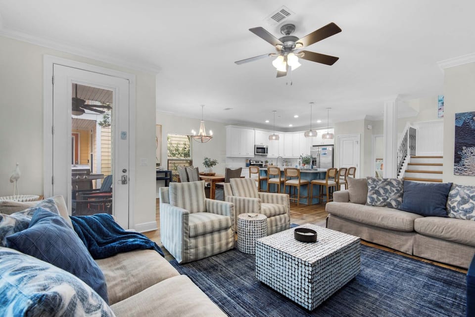 Spacious and open kitchen, living and dining area