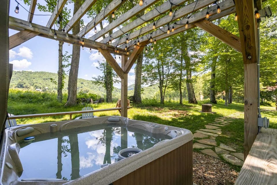 Follow the Path to the Hot Tub with String Lighting