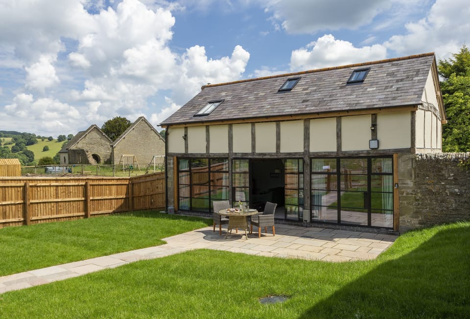 The Timber Barn has a paved terrace looking out onto beautiful open countryside