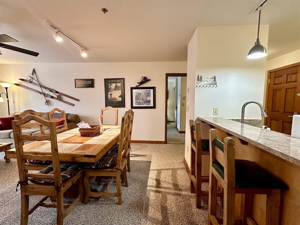 Large dining table to enjoy meals with friends and family.