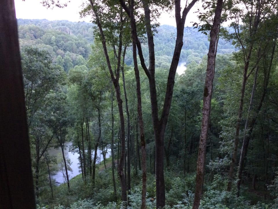 Serene views of the Toccoa River from all 3 of our large  porches  