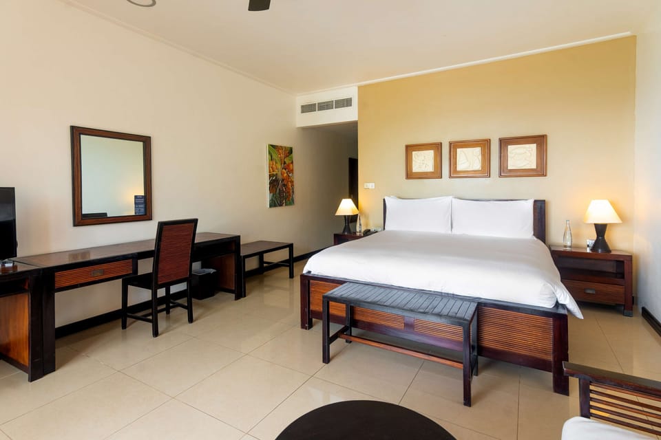 Deluxe Room, 1 King Bed, Ocean View | Hypo-allergenic bedding available, minibar, in-room safe, desk