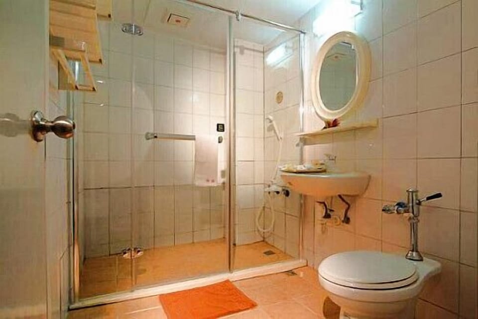 Separate tub and shower, hair dryer