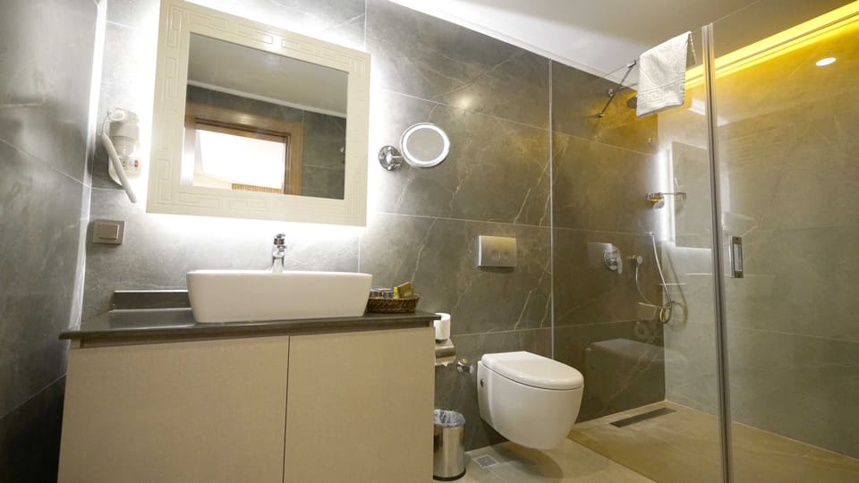 Slippers, bidet, towels