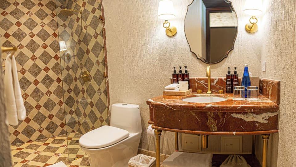 Superior Room, 1 Queen Bed, Non smoking | Bathroom | Shower, rainfall showerhead, designer toiletries, hair dryer
