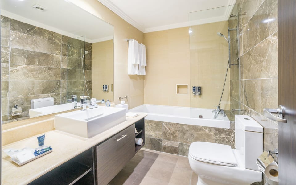 Free toiletries, hair dryer, towels