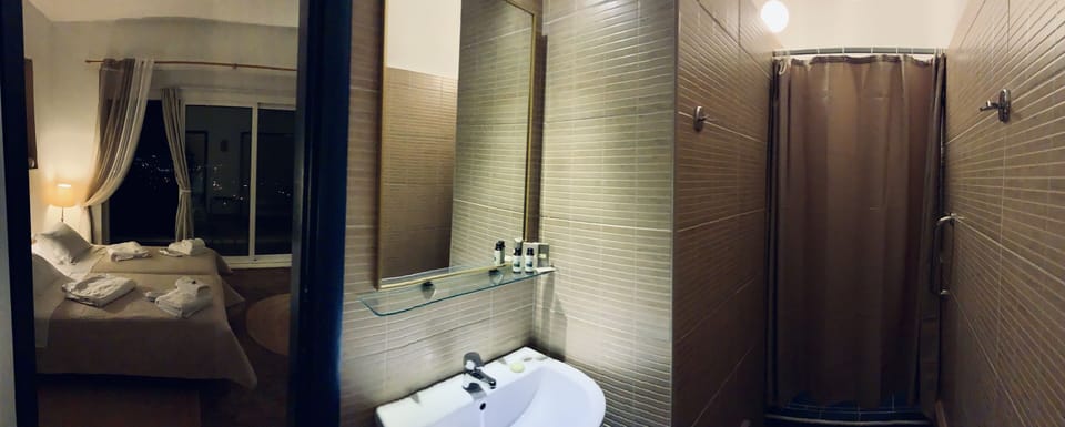Shower, slippers, towels
