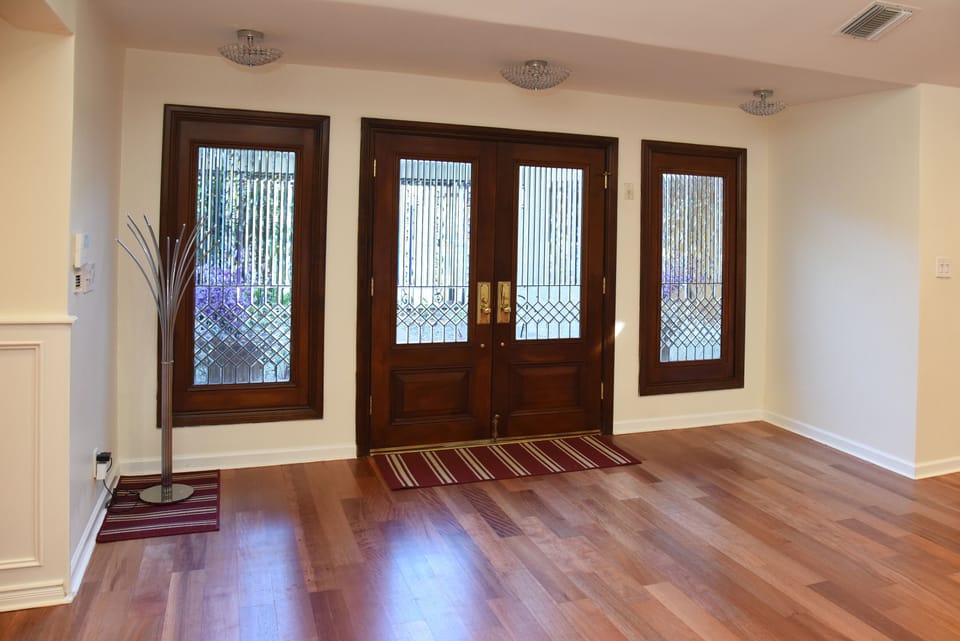 A double-door entrance to the house