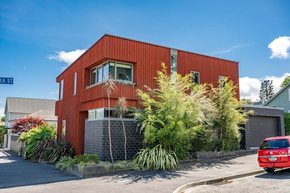 House from Manuka Street, showing garage. 