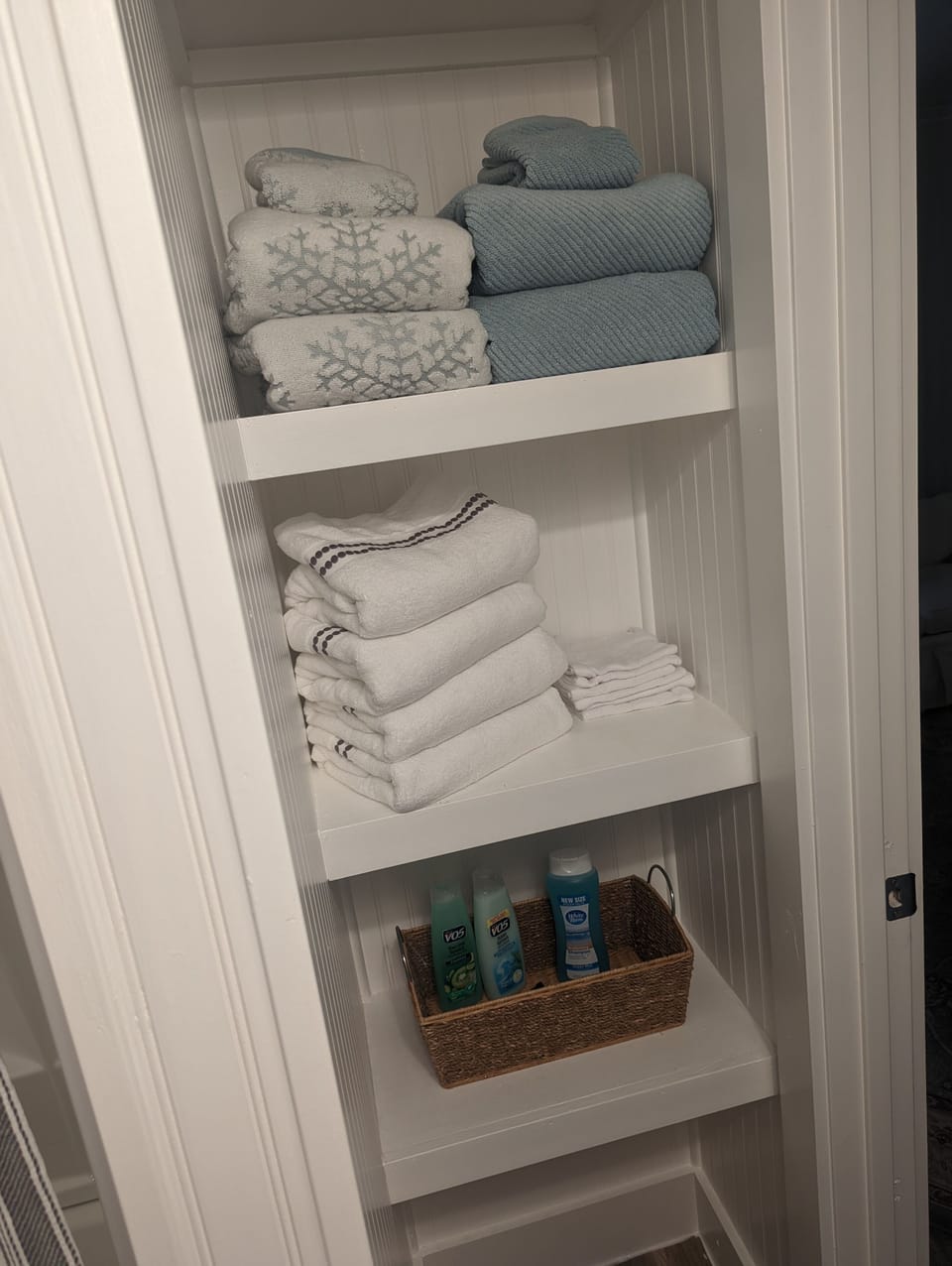 Master bathroom storage 