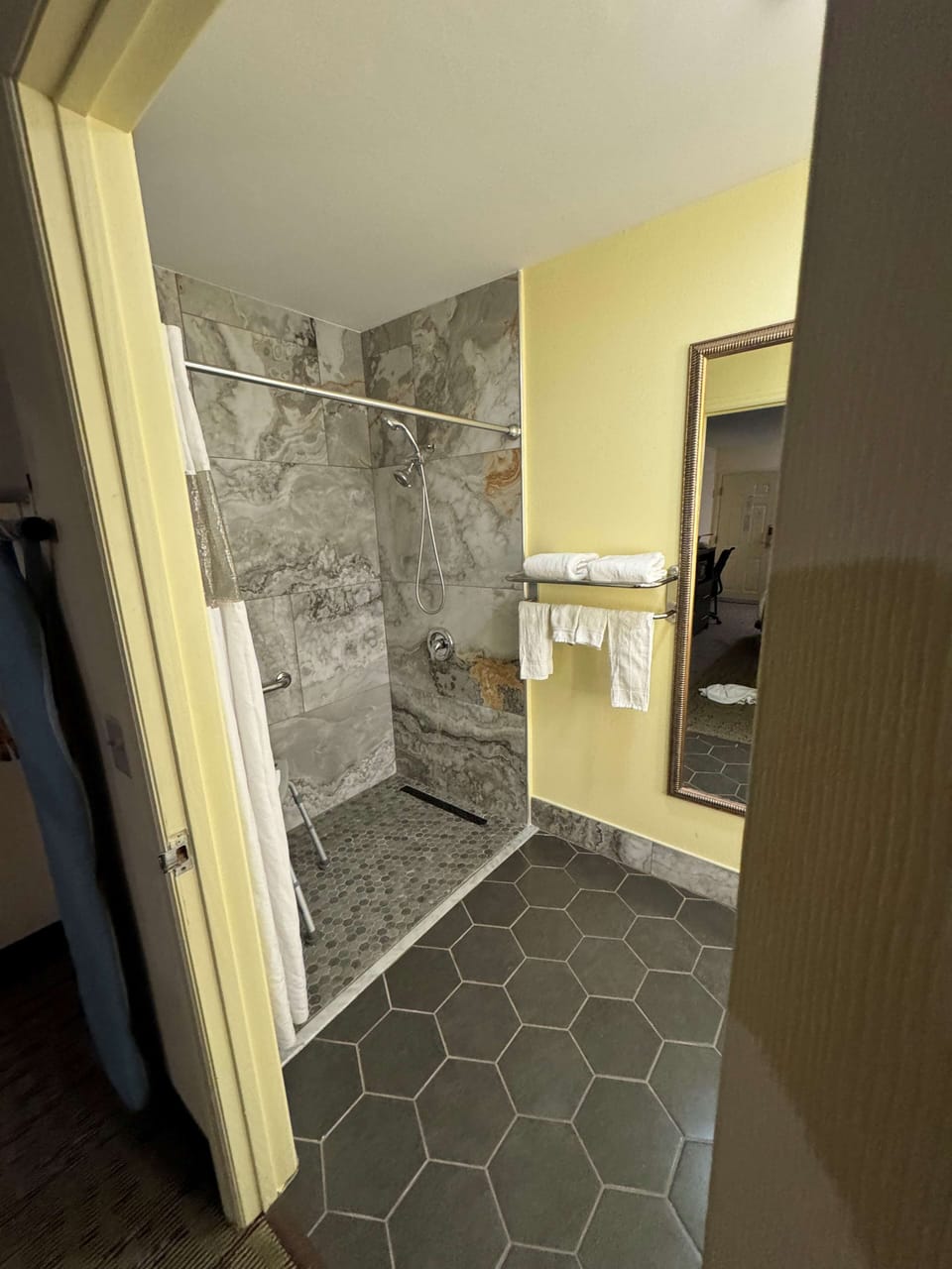 Standard Room, 1 King Bed, Accessible, Non Smoking | Bathroom | Combined shower/tub, free toiletries, hair dryer, towels
