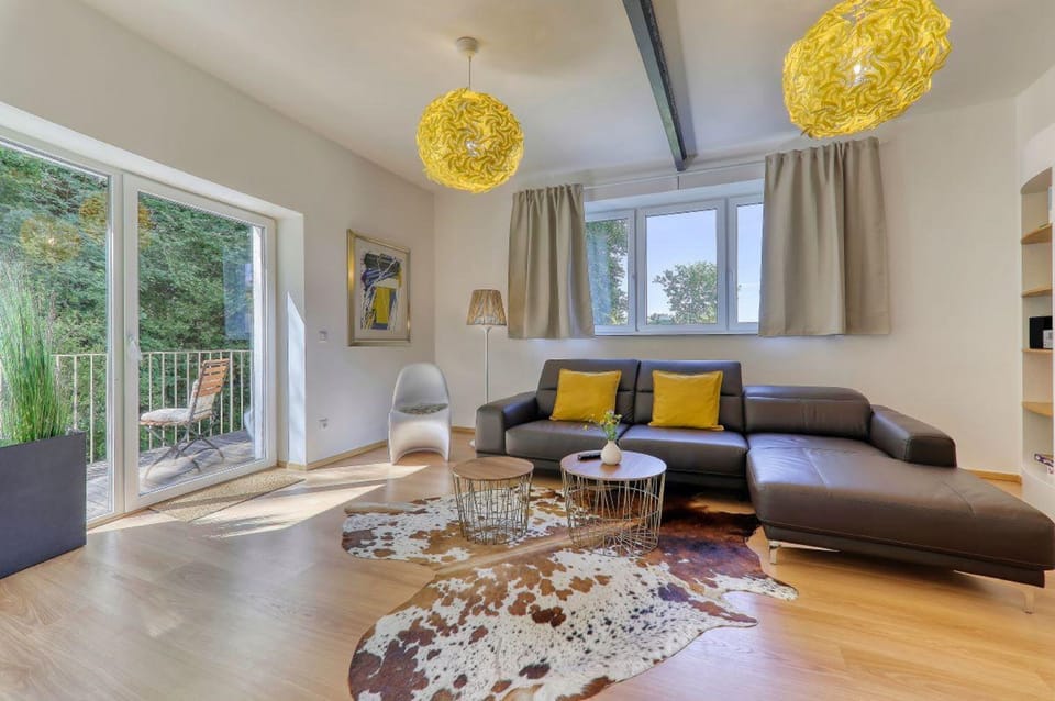 Comfort House, 3 Bedrooms, Sauna | Living area | Flat-screen TV, fireplace