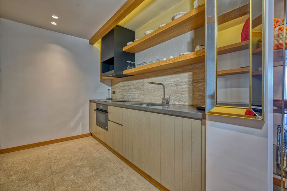 1+1 Residence Sea View With Terrace | Private kitchen | Full-size fridge, microwave, oven, stovetop