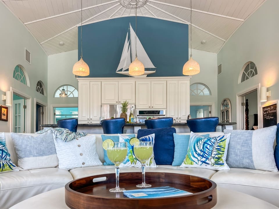 Pile onto the half-circle sectional after a beach day - built for the whole crew to sprawl out and recover from sun exposure, no one stuck on a folding chair.