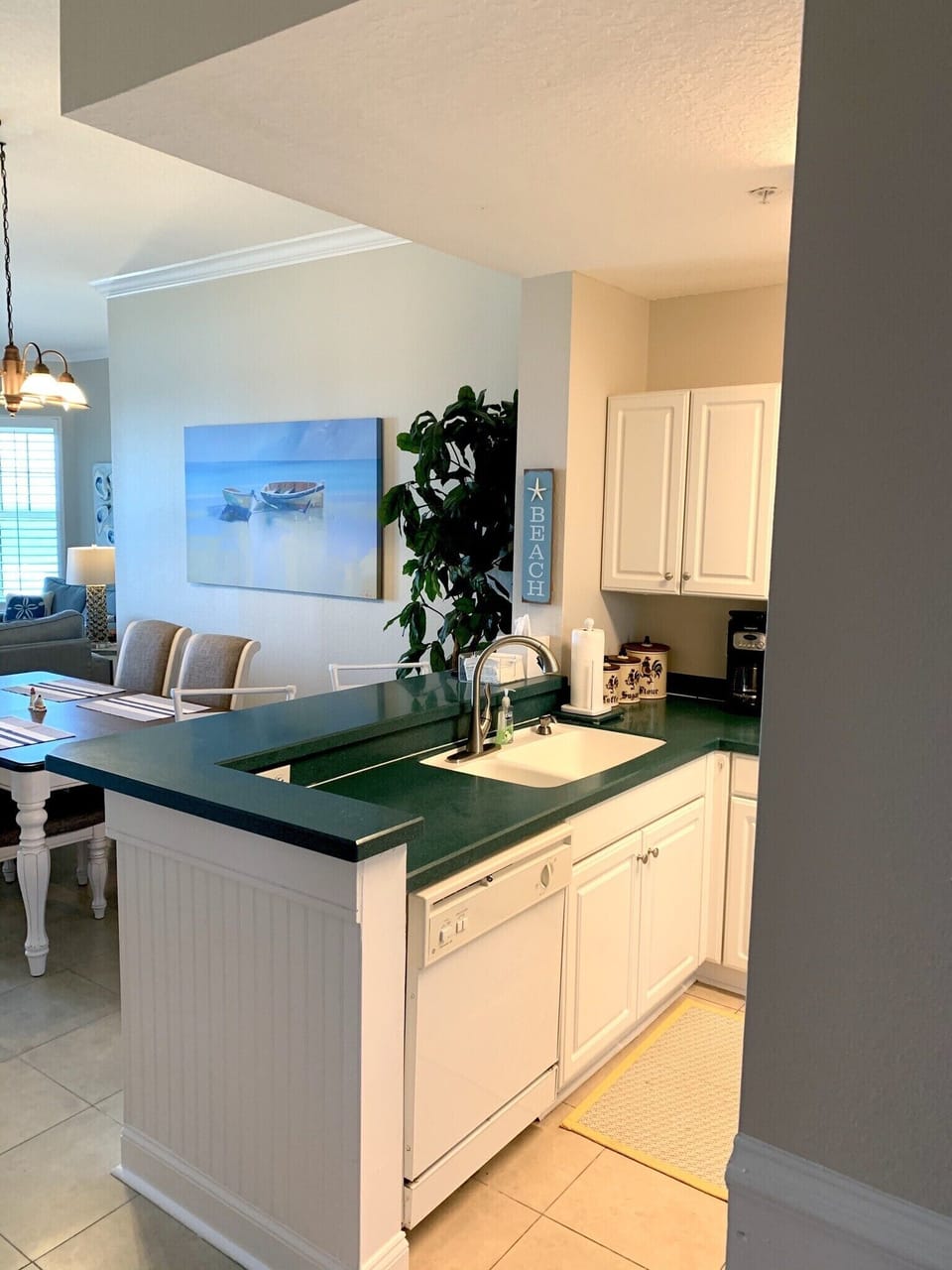 Kitchen sink with ocean view