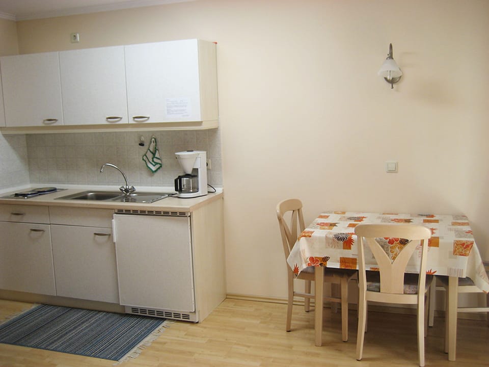 Apartment, Balcony | Private kitchen | Fridge, stovetop, coffee/tea maker, electric kettle