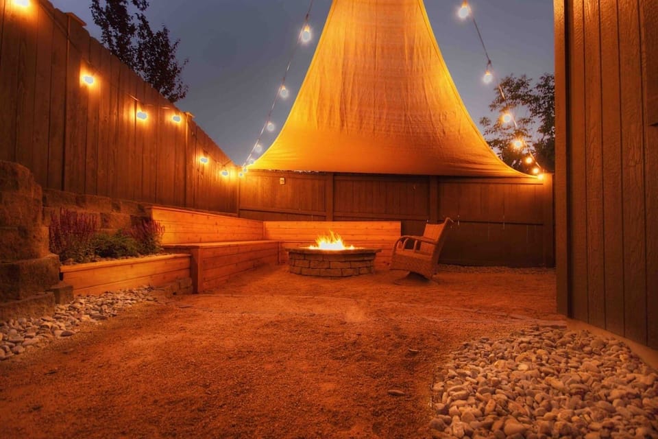 Huge Gas Fire Pit with plenty of seating!
