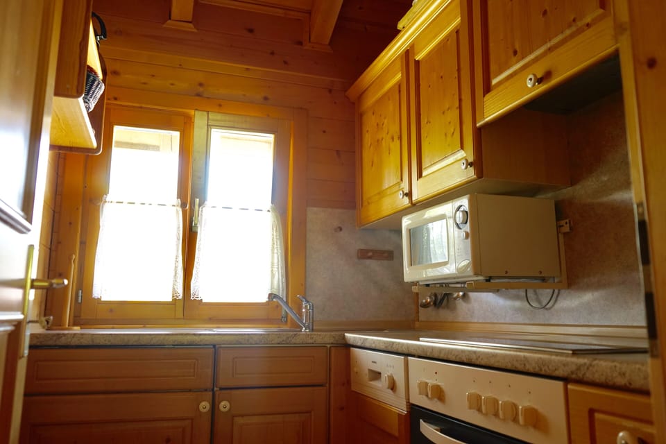 Cabin | Private kitchen | Microwave, coffee/tea maker, electric kettle, highchair
