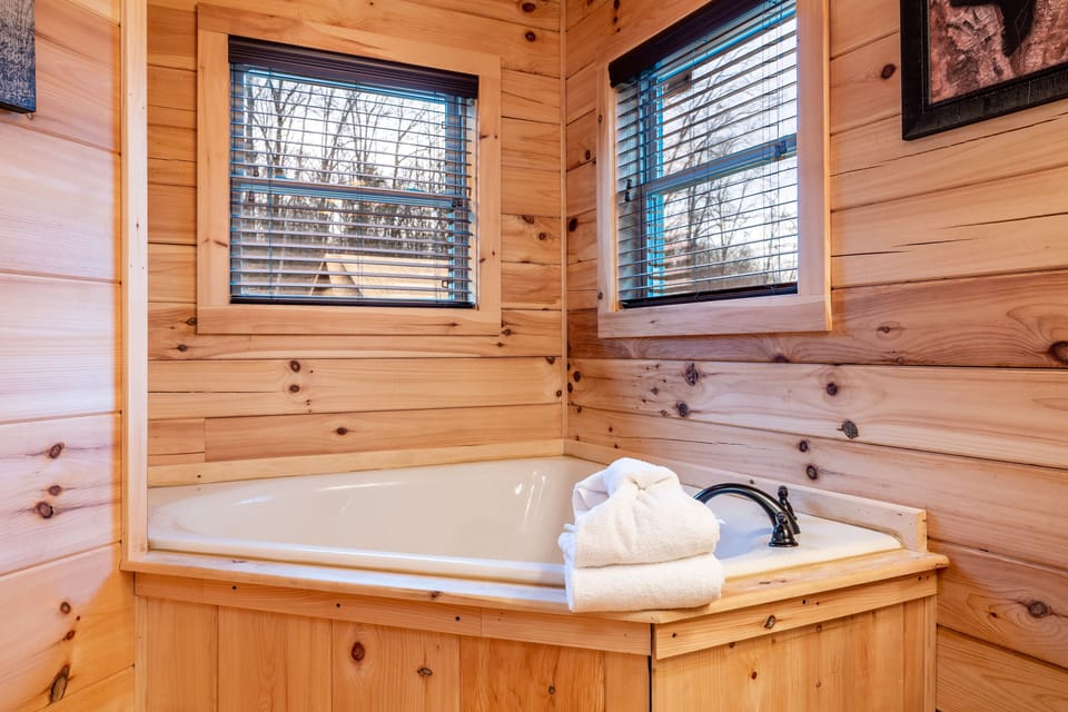 Huge soaking tub in the Master Bathroom