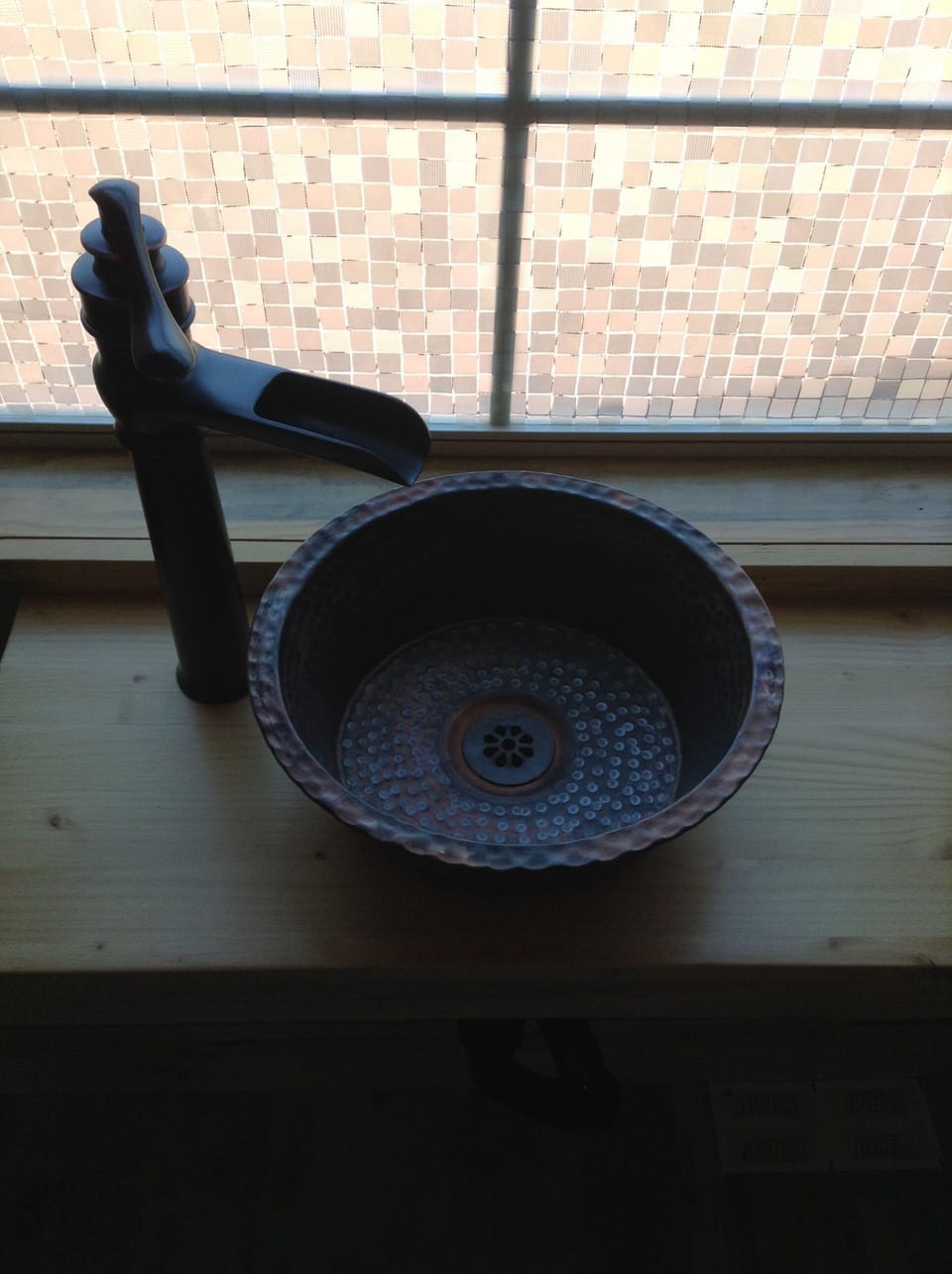 Copper vessel sink in the bathroom