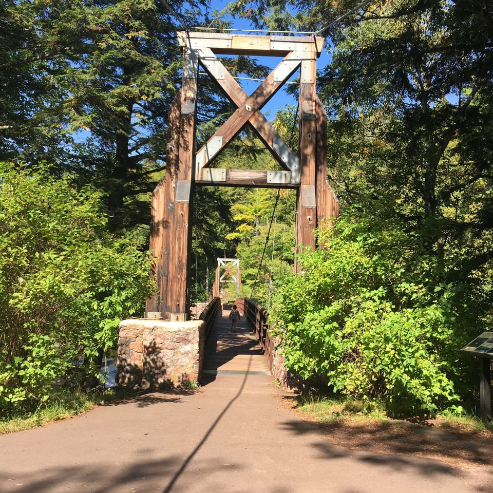 Suspension bridge at Black River Harbor/Lake Superior
