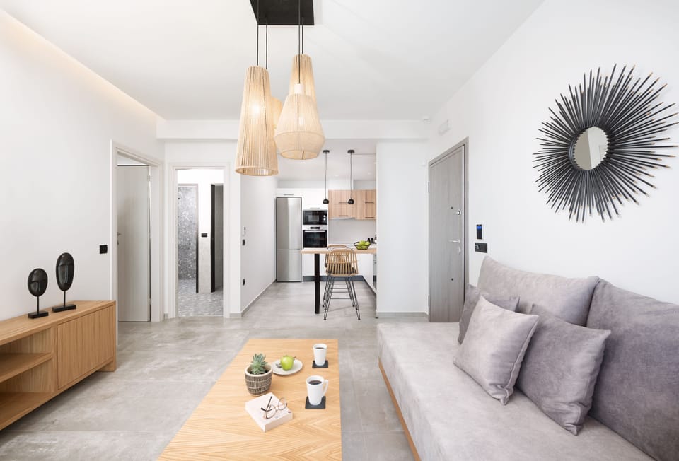 Open plan space featuring the living room and kitchen.