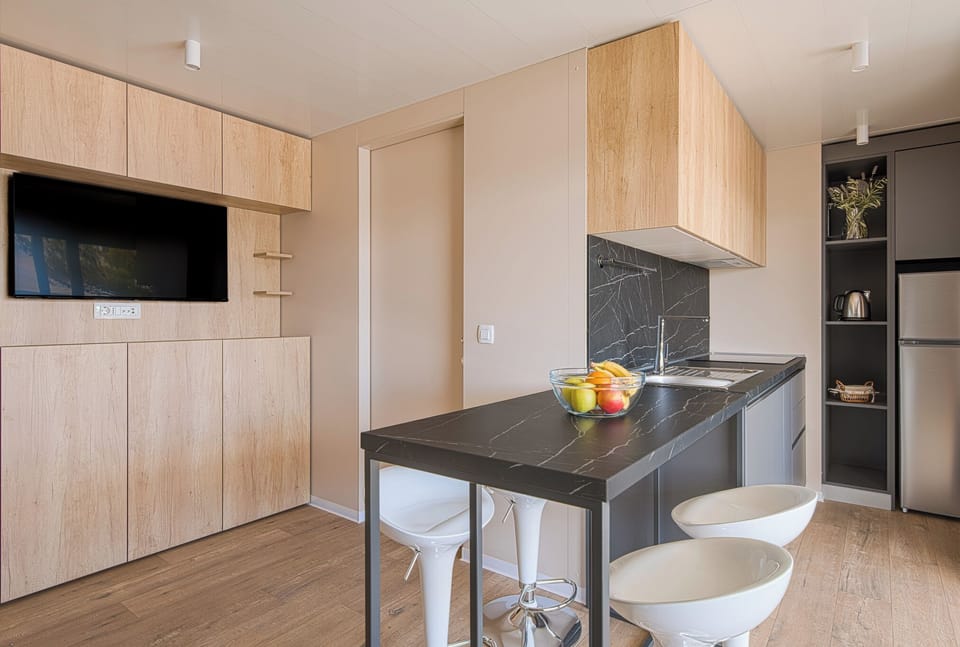 Superior Mobile Home with Sea View | Private kitchen | Fridge, stovetop, dishwasher, cookware/dishes/utensils