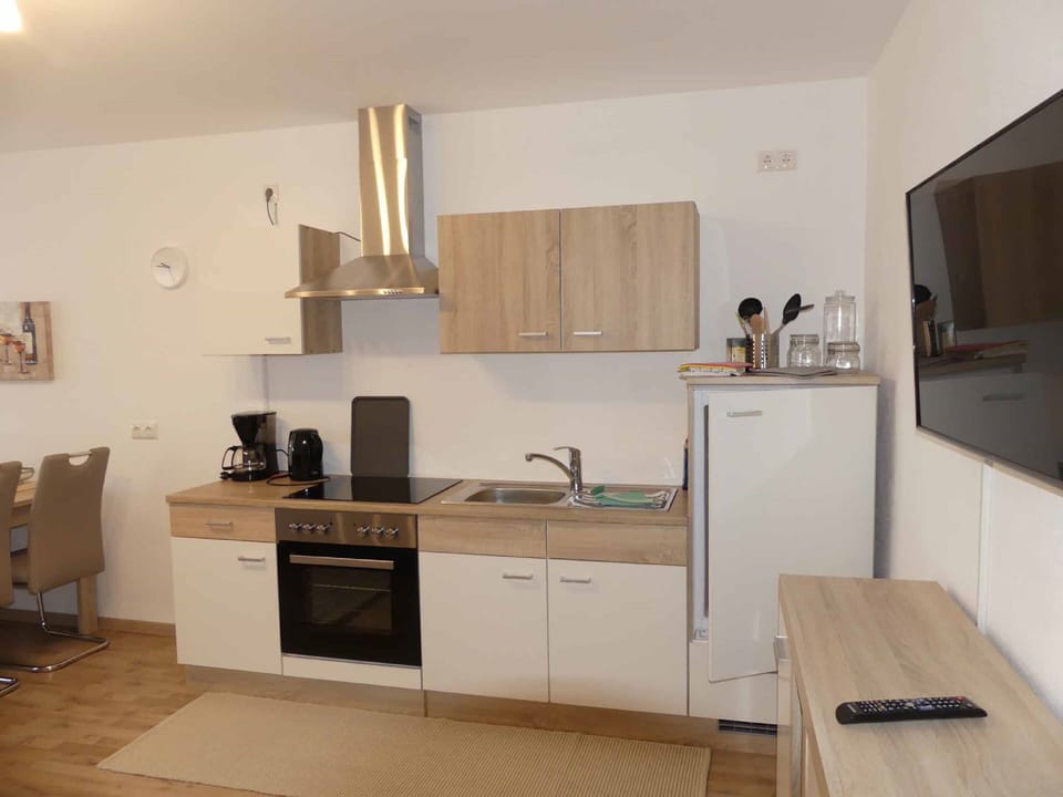 Apartment | Private kitchen | Fridge, microwave, oven, stovetop