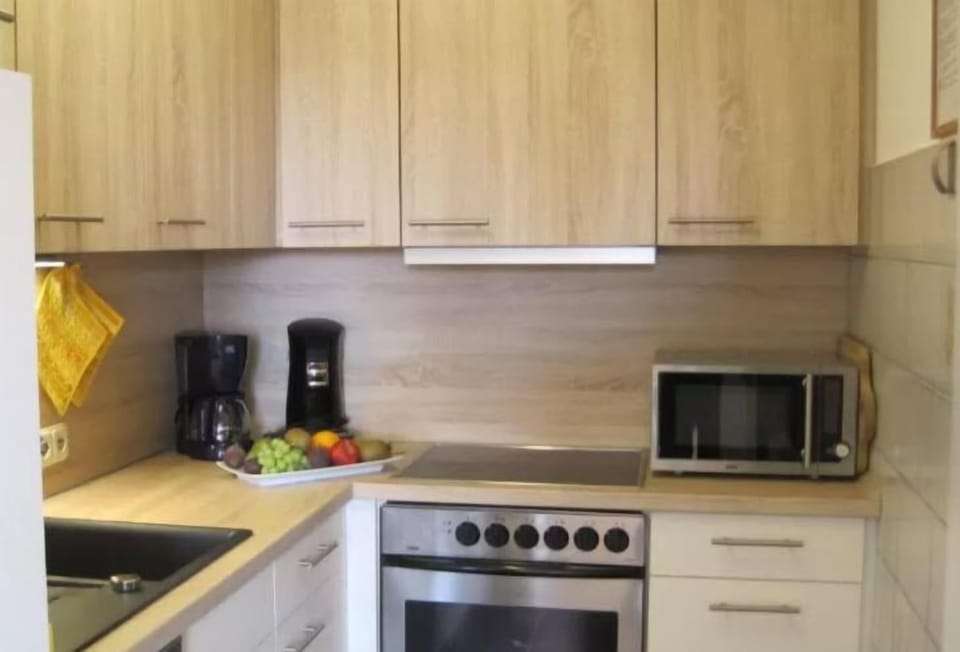 Apartment | Private kitchen | Fridge, microwave, oven, stovetop