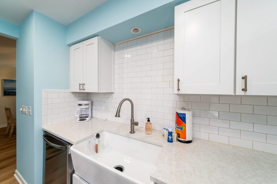 Kitchen is open to dining area