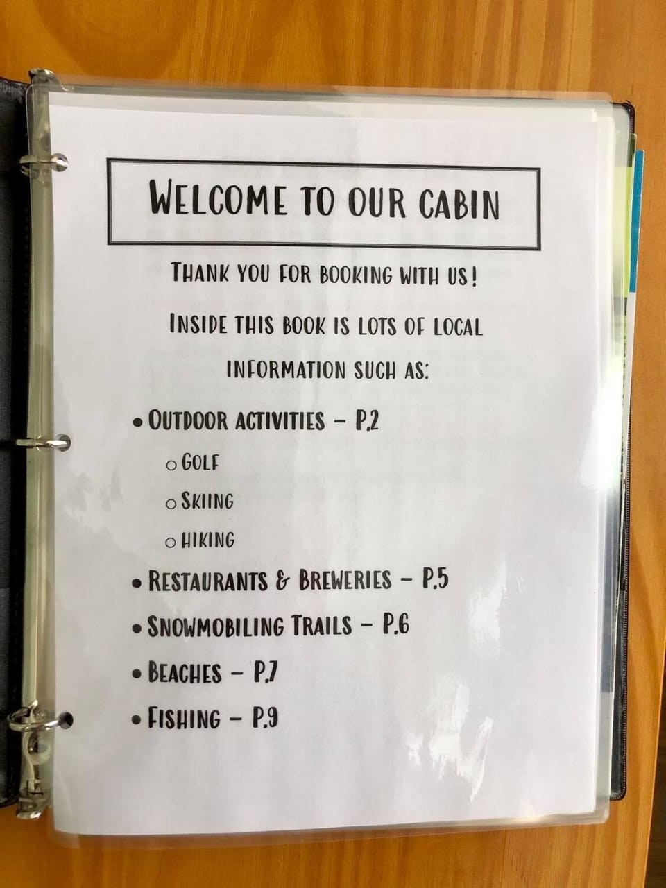 What the Welcome Binder contains.