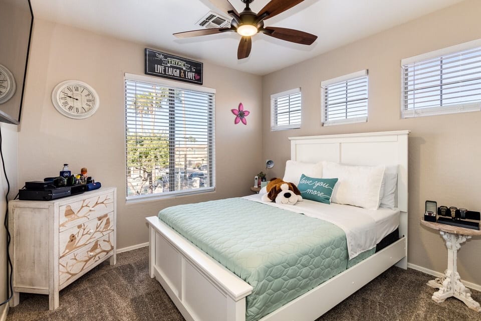 Comfortable bedrooms in each homes with lots of bed choices and TV in each