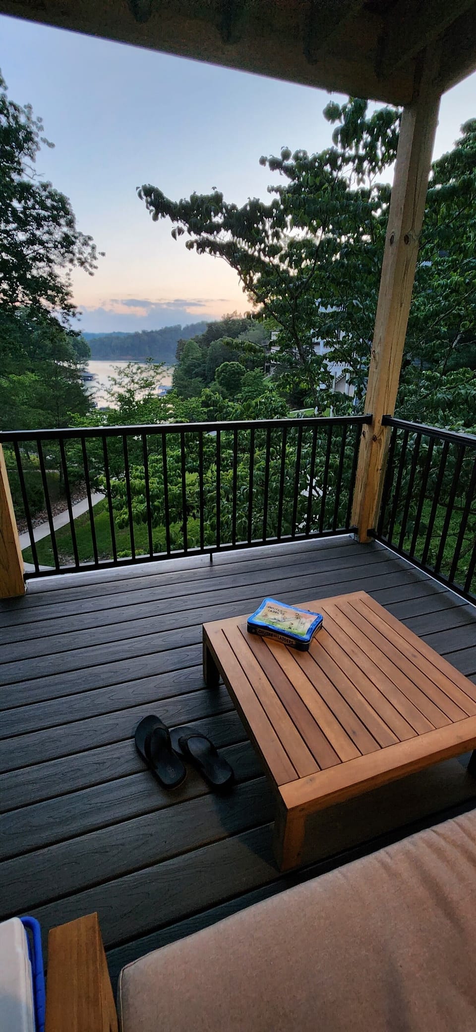 View from lower level deck, outside of bedrooms 2 and 3. 