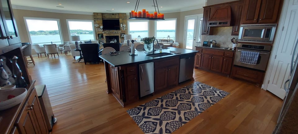 Open concept kitchen, living, dining