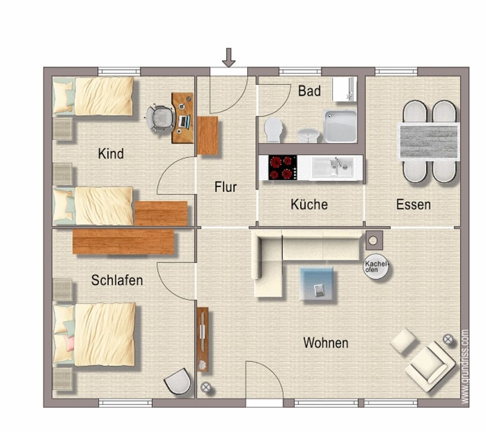 Cabin, 2 Bedrooms, Terrace | Floor plan
