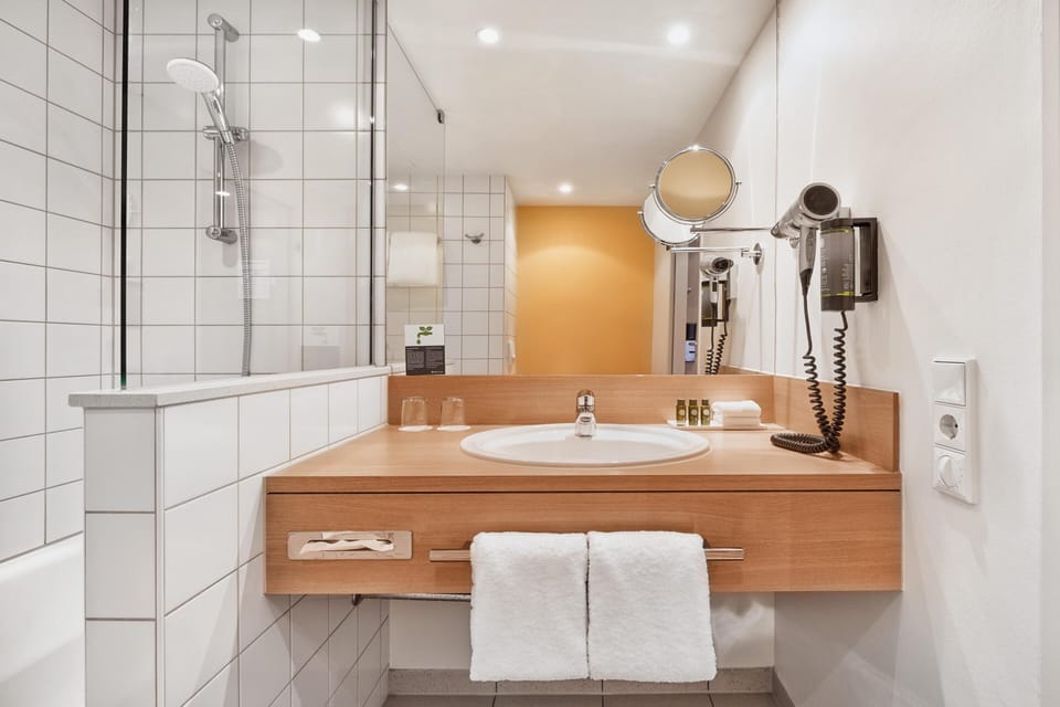 Hair dryer, towels