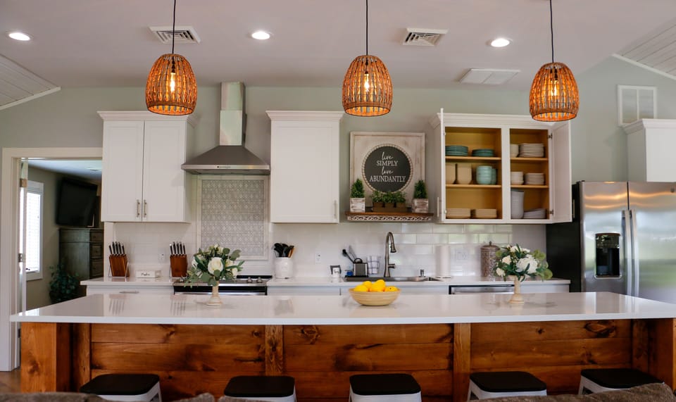 Fully Stocked Kitchen with Island Bar