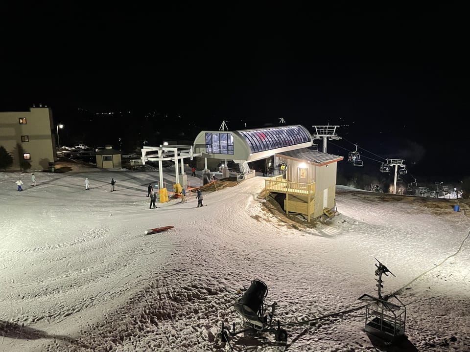 Night skiing on Oma's Meadow