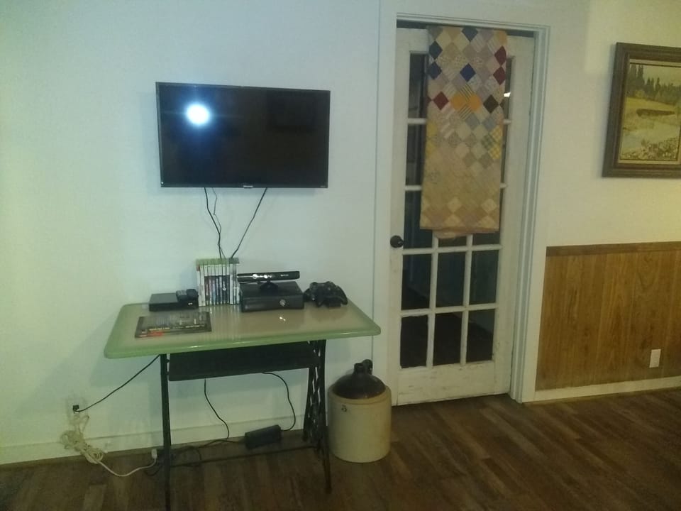 We have added a turntable now.  We also have LITERALLY hundreds of DVDs