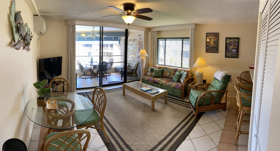 Island collection Sofa and Recliner.  New Split AC, Hawaii theme.  